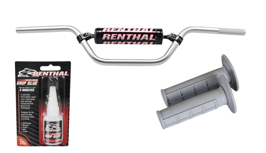 Renthal 7/8 Silver Pit Bike Handlebar Grips Glue Kit CRF50 KLX110 TTR1101